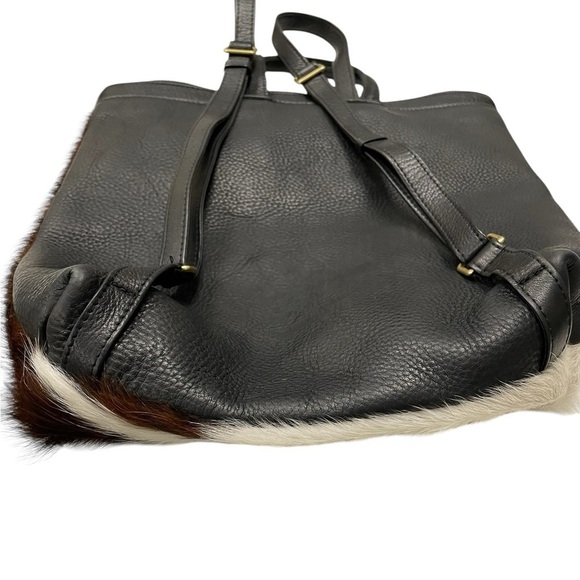 Leather Cowhide Fur Backpack Brown & White main image 6